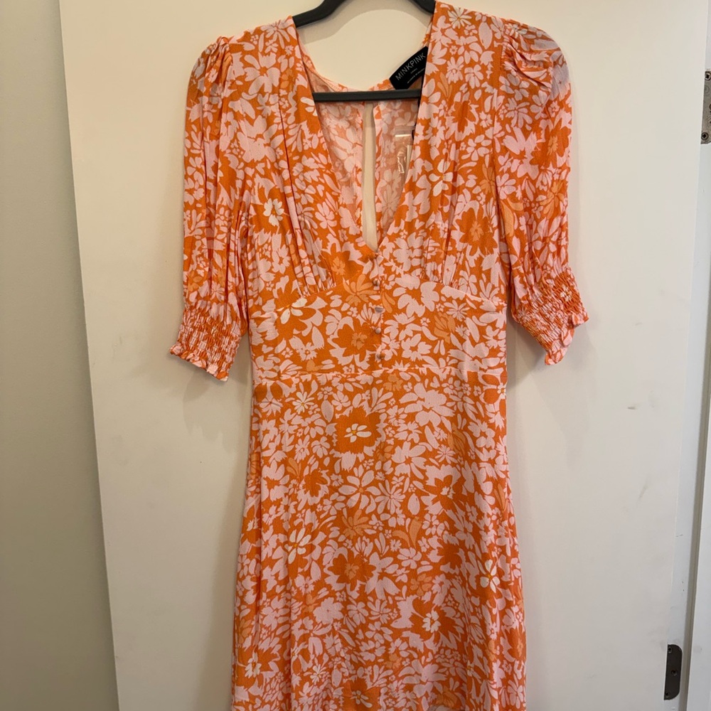 MINKPINK Orange Floral Mini Dress